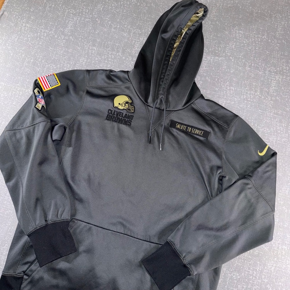 Nike Cleveland Browns Salute to Service Therma-FIT Hoodie Mens Medium Grey NFL
